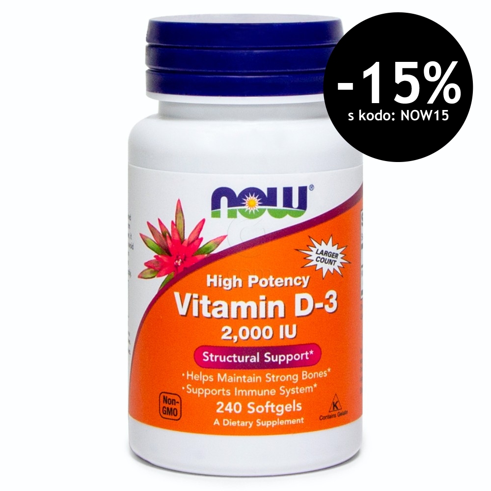 NOW Vitamin D-3 50 µg (2000 IE), kapsule (240 kapsul)